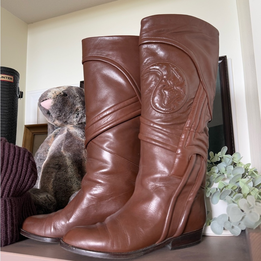 VINTAGE boots Made in Italy western style leather cowboy size 5